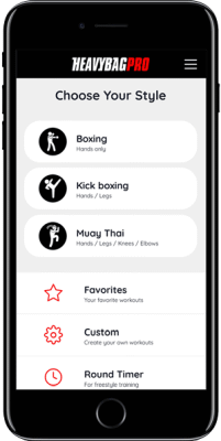 App screen for choosing a martial arts style