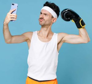 Beginner boxer taking a selfie