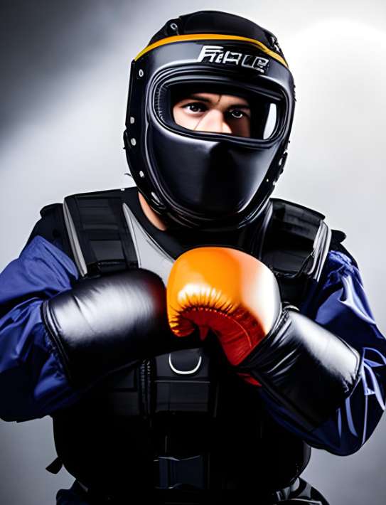 boxer in full protective gear
