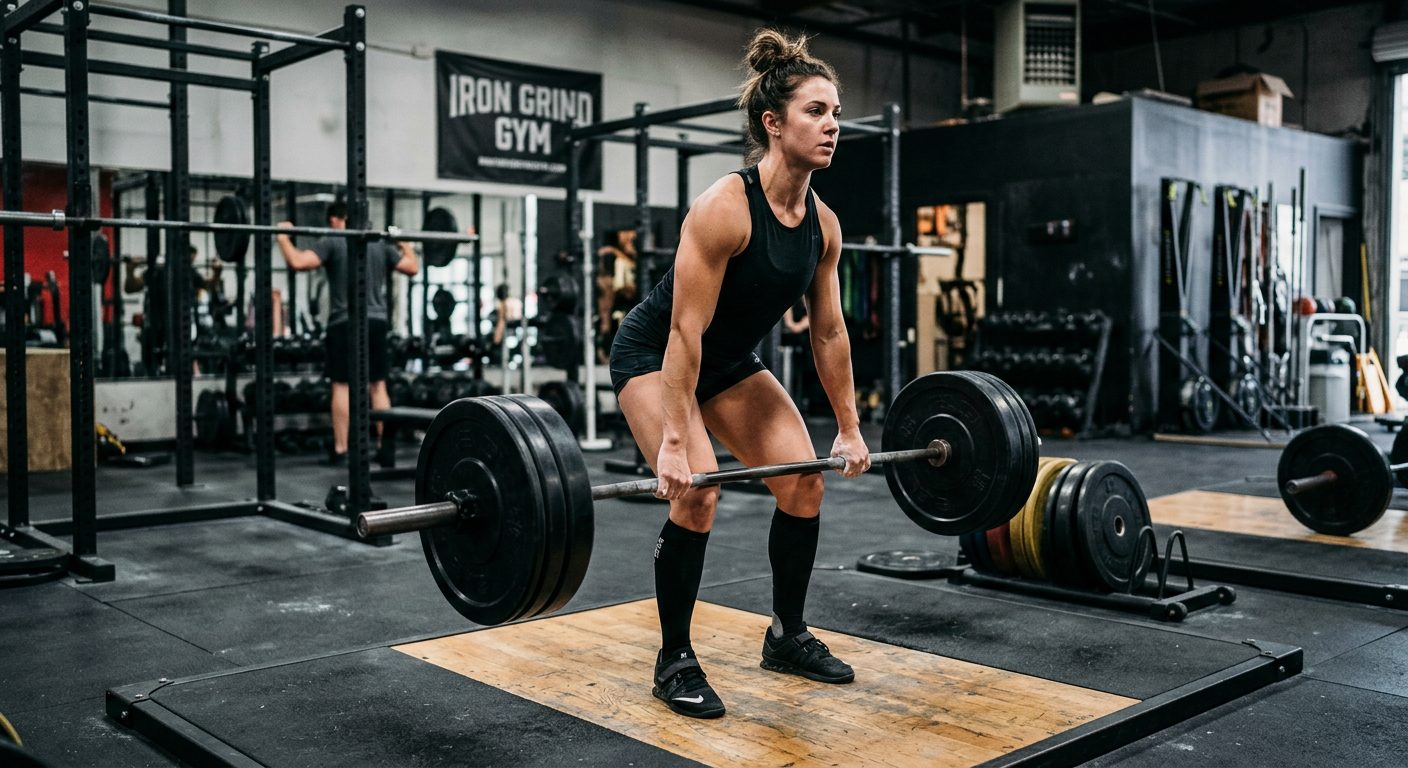 Athlete performing deadlift exercise with proper form
