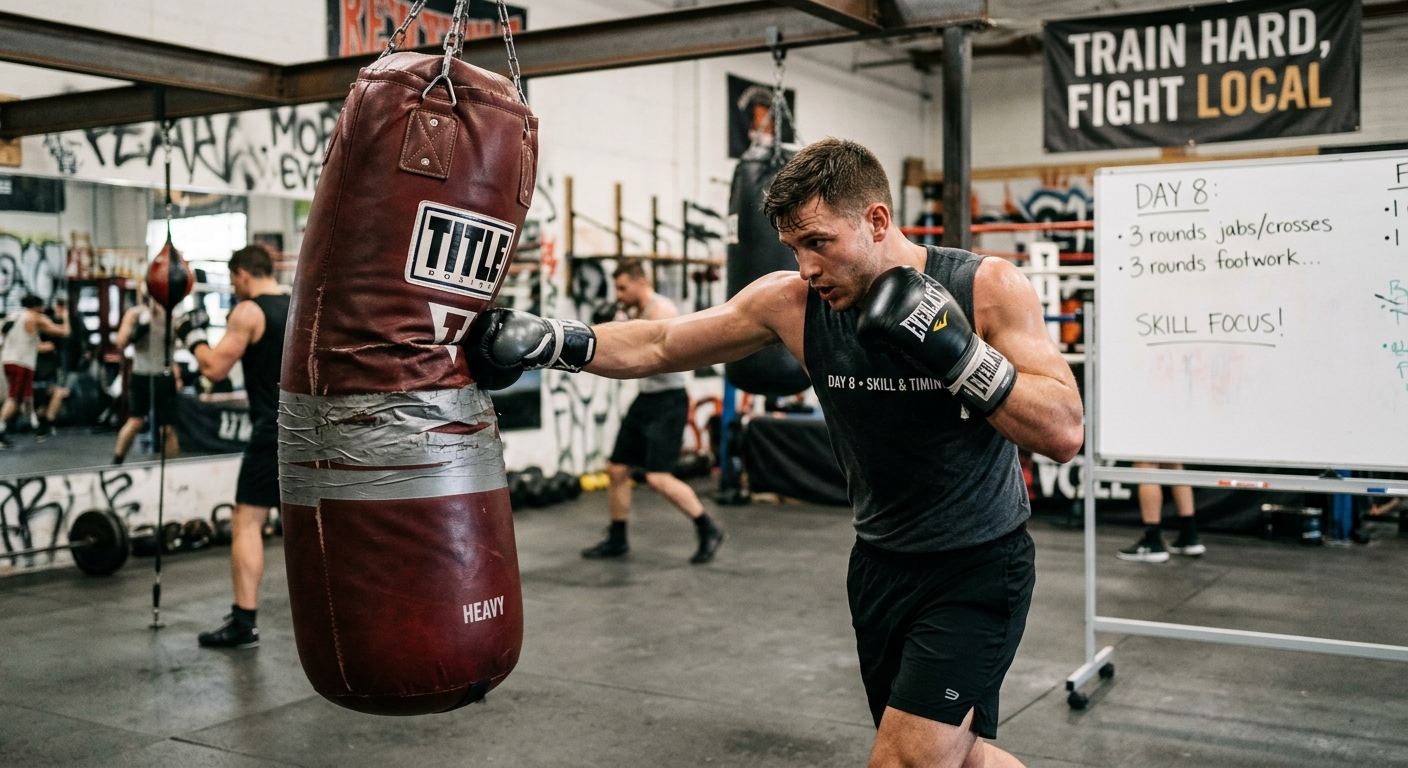 Proper boxing stance demonstration