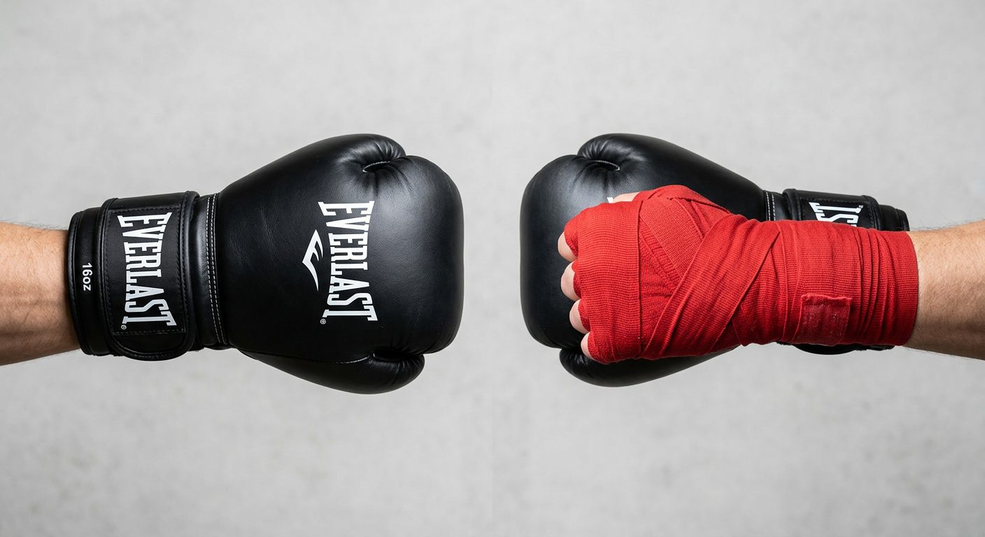 Comparison of hands with boxing gloves over bare hands versus over hand wraps