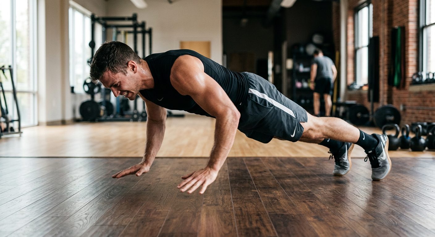 Athlete performing explosive push-ups