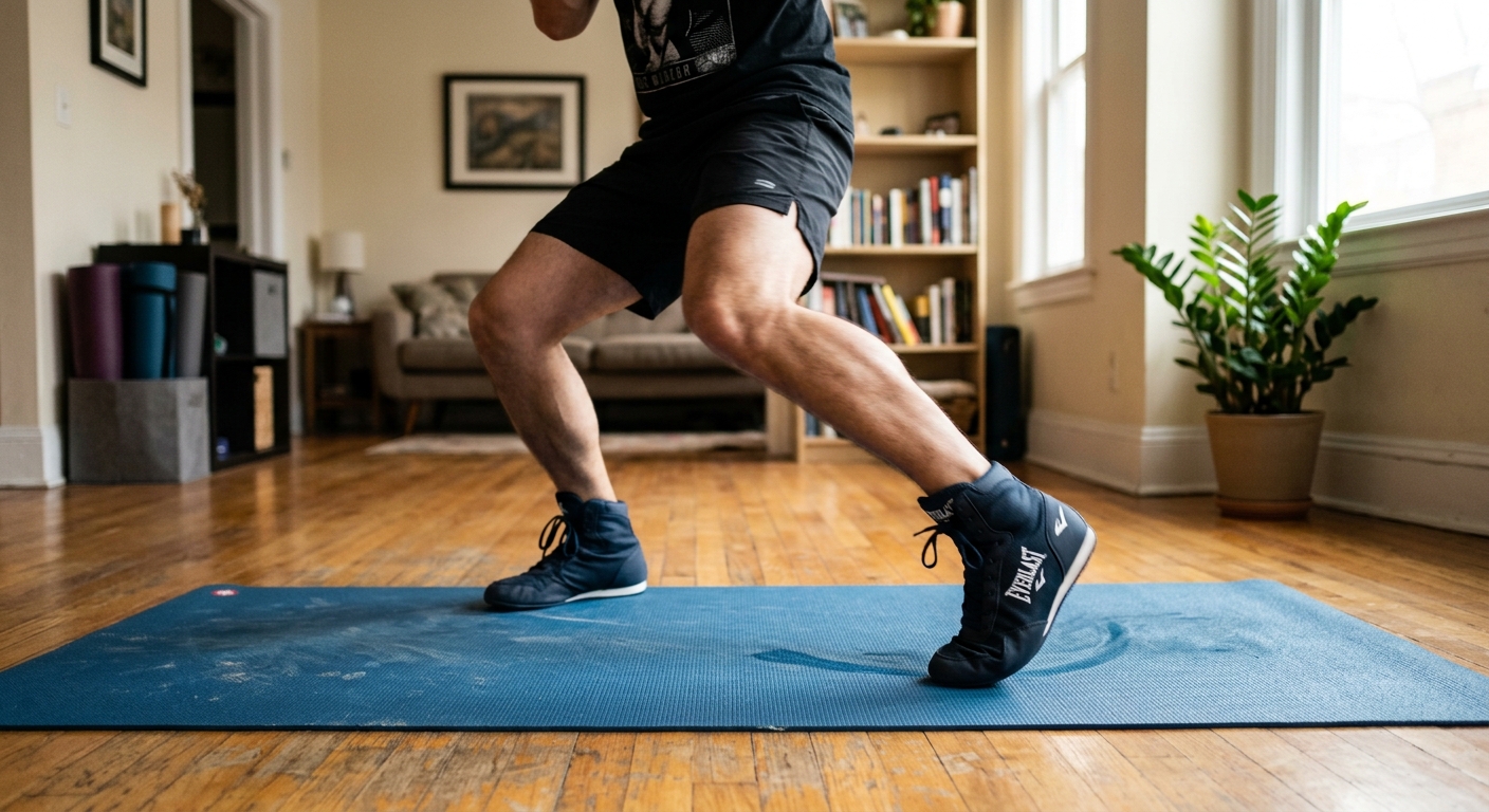 Close up of boxing footwork movement