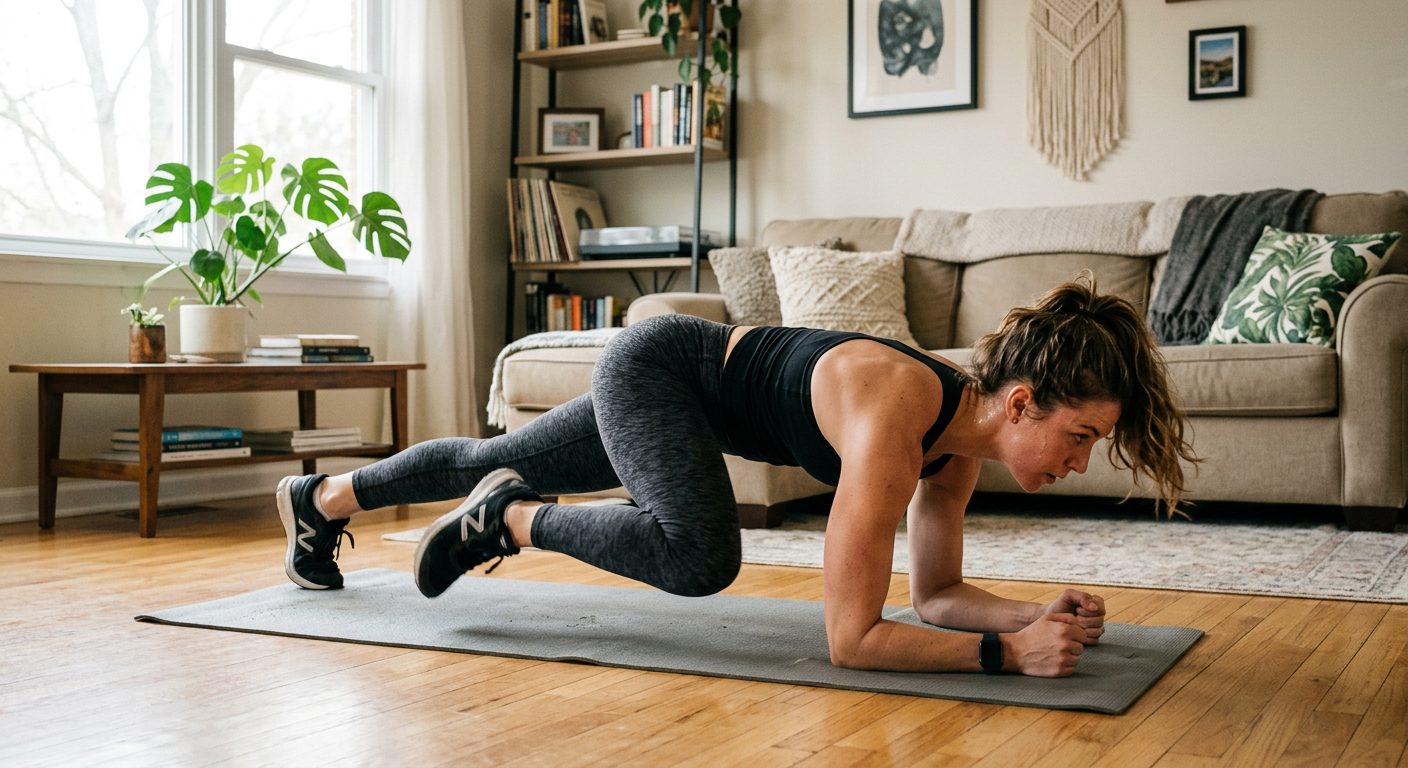 Core workout with mountain climbers