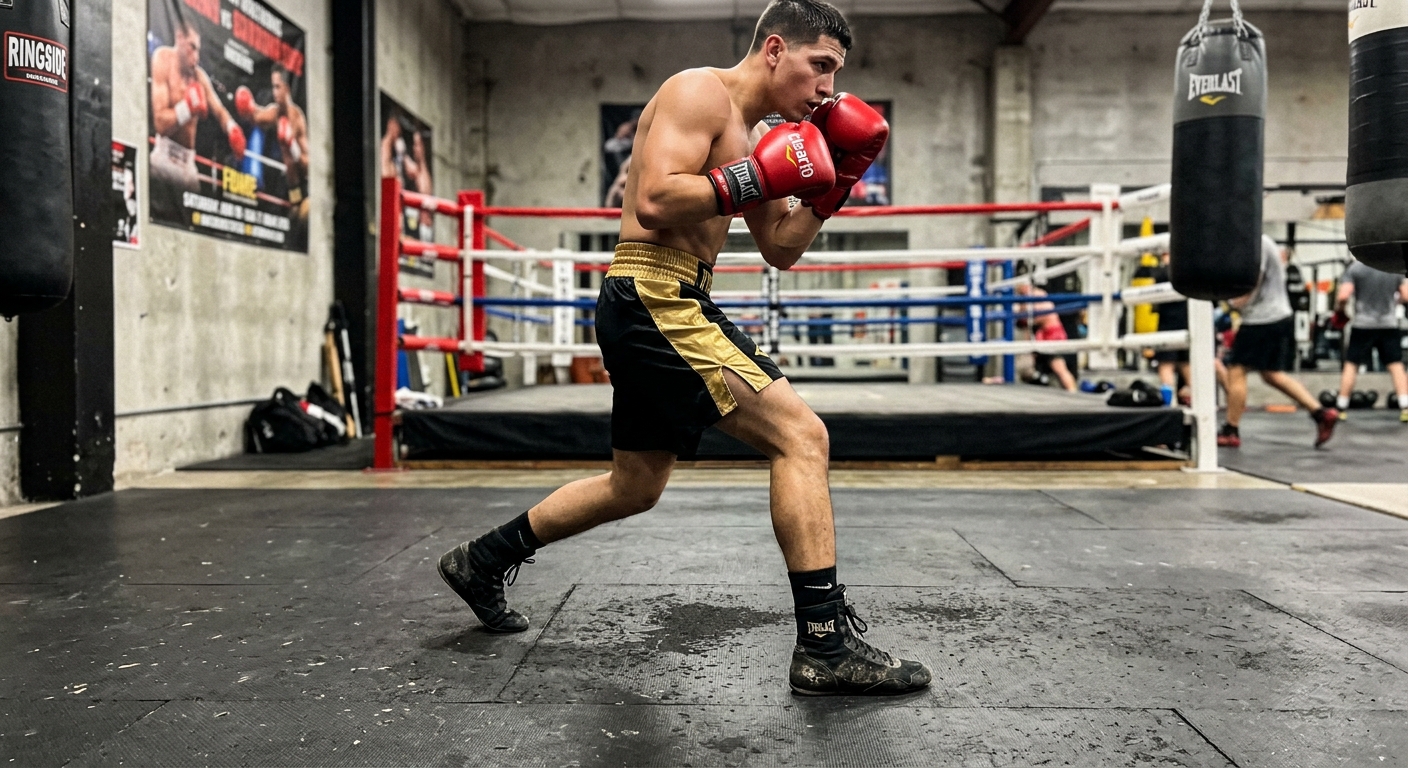 Proper boxing stance and footwork positioning demonstration