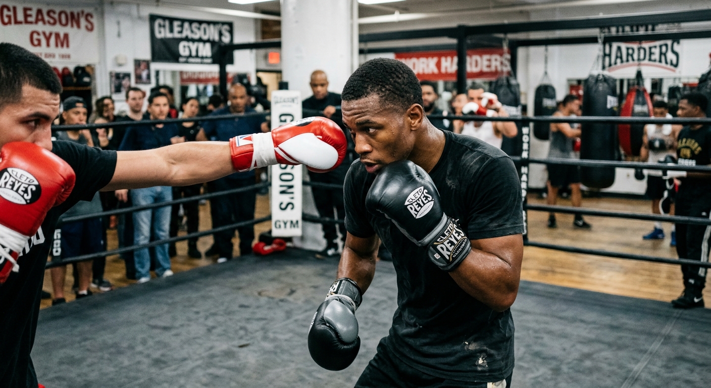 Boxer demonstrating precise head slip movement to avoid a jab with minimal efficient motion