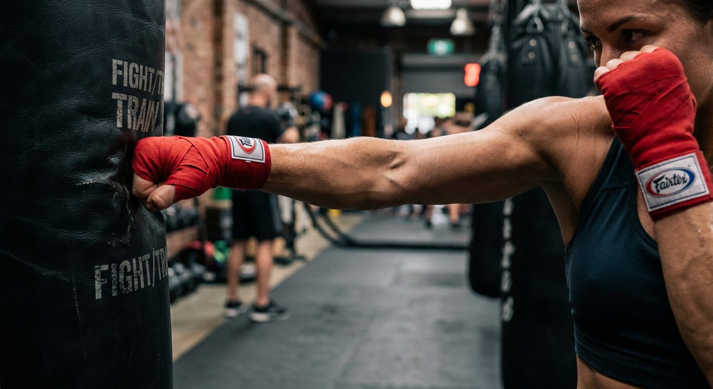 Close-up demonstration of proper hook technique for self-defense