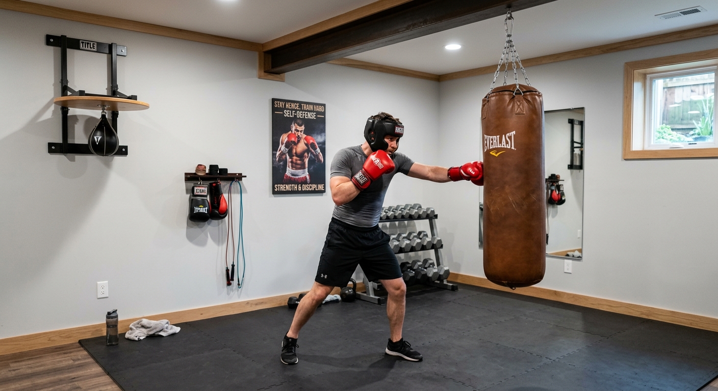 Home training setup focused on self-defense applications