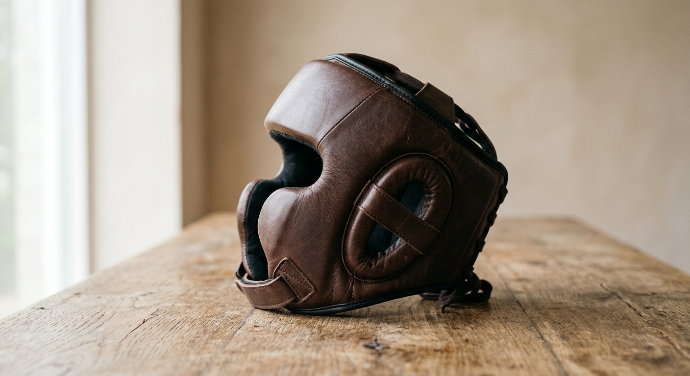 Professional boxing headgear showing protective padding and cheek guards
